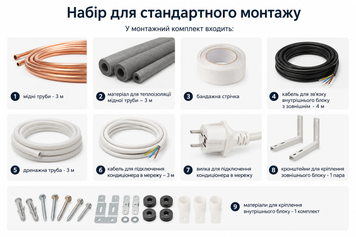 Купити Набір для стандартного монтажу 18, діаметр мідної труби 1/4&rsquo;&rsquo;-1/2&rsquo;&rsquo; 000704 Мукачево Ужгород Закарпаття